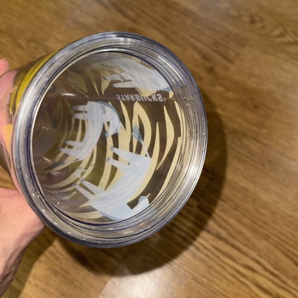 RARE! Starbucks Yellow Zebra Stripe Cold Cup Tumbler 24oz Venti NO STRAW w LID - Picture 10 of 12